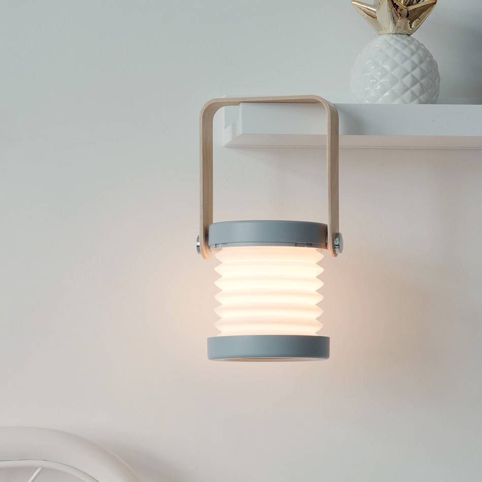 Picture of Creative wooden handle portable lantern lamp 3D folding eye protection stepless dimming telescopic table lamp home gift atmosphere lamp