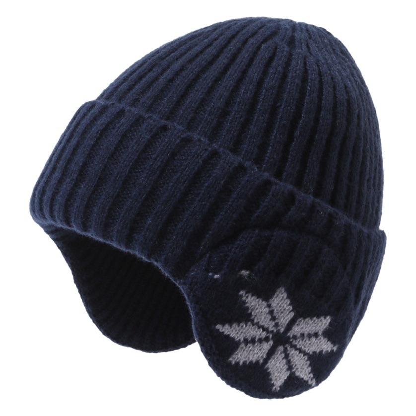 Picture of Hat men's winter warm knitted hat winter cycling fleece-lined ear protection wool hat scarf men's youth pullover hat