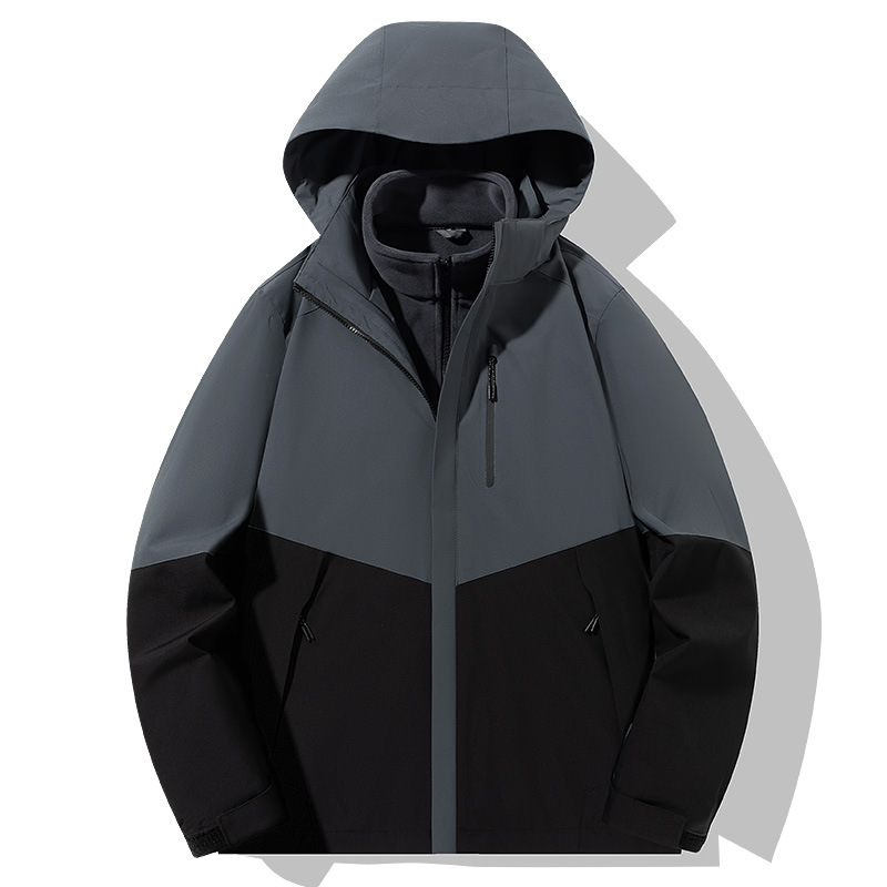 Picture of 2024 new color matching new charge clothing three-in-one outdoor plus size detachable mountain outdoor couples overalls