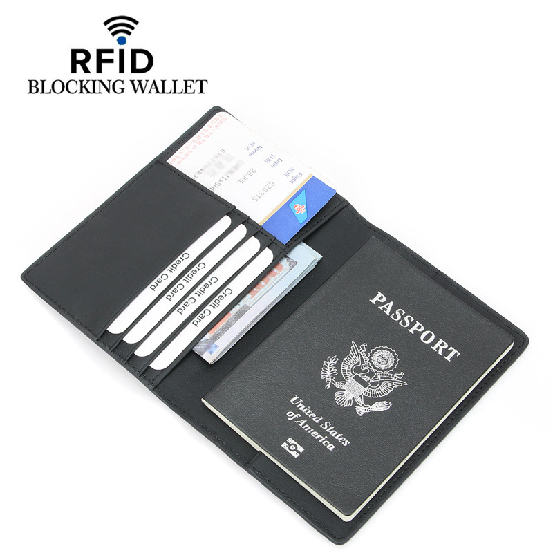 Picture of Amazon cross-border explosions in stock RFID passport bag multi-functional leather passport this certificate air ticket travel essential