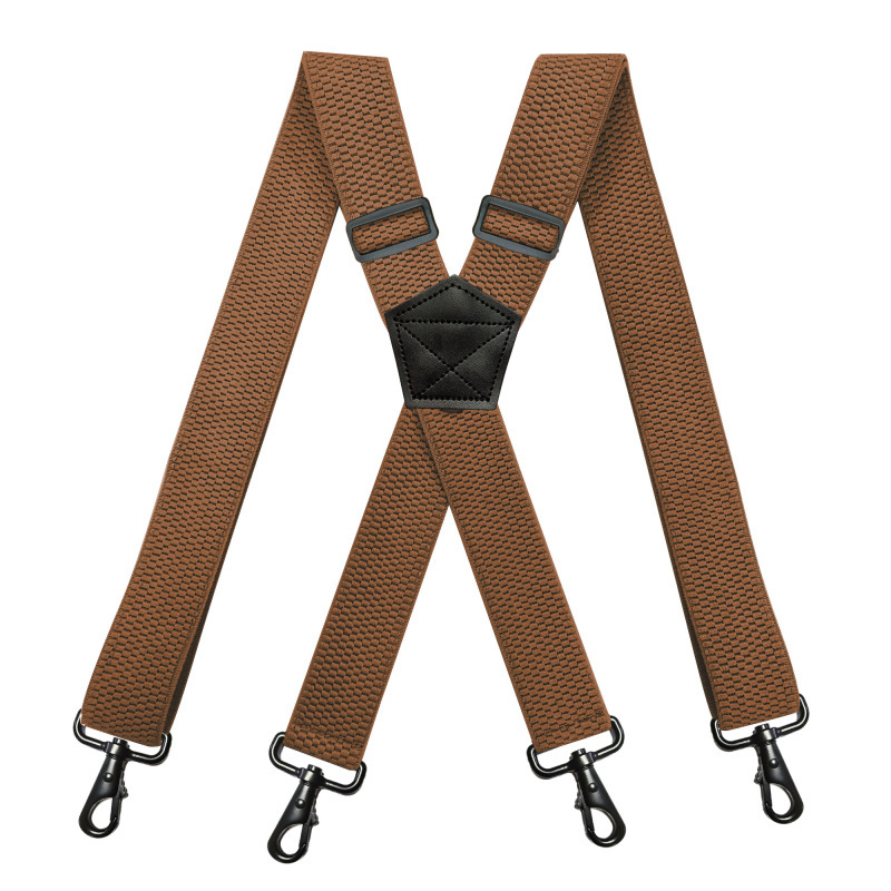 Picture of Cross-Border Supply Adult Men's 4-Clip Suspenders 3.8cm X-Type Corn Pattern Elastic Suspenders Black Hook Buckle in Stock