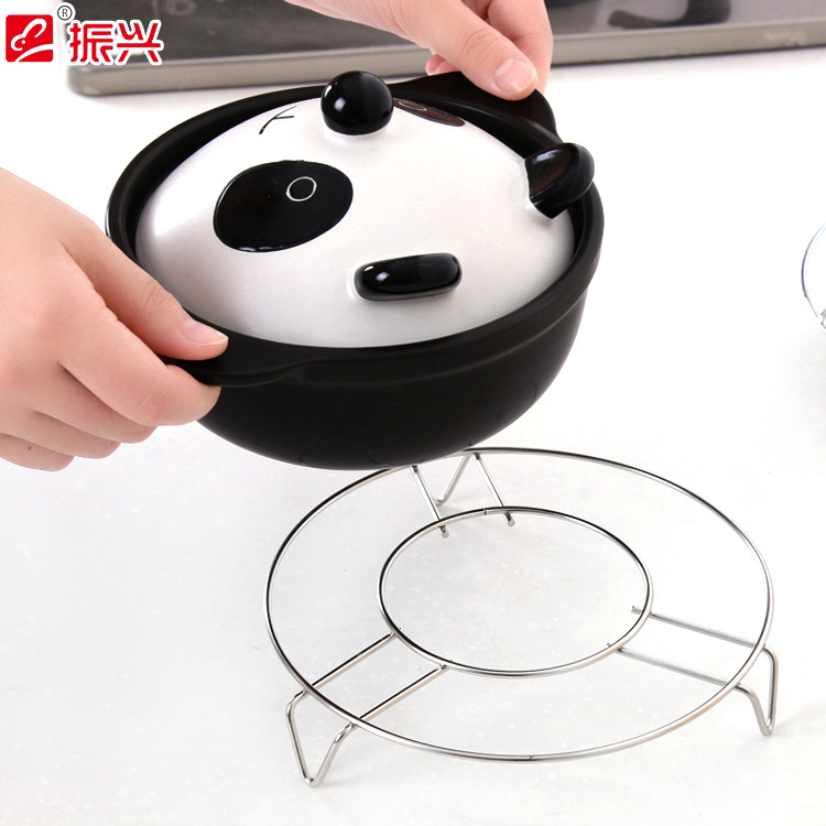 Revitalizing Stainless Steel Steamer Household Egg Steaming Rack Fine Throwing Hand Thickened Triangle Steaming Plate with Two High and Low Feet
