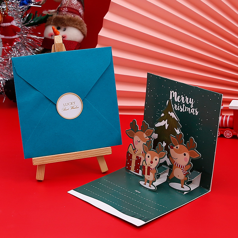 Picture of Amazon Stereo Christmas Greeting Card Creative Christmas Eve Message Holiday Card Gift Folding Card Set