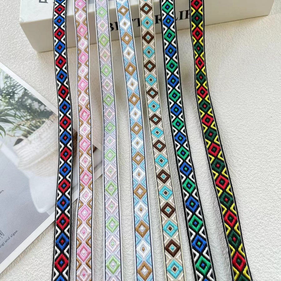 Ethnic Jacquard Ribbon Geometric Quadrilateral Garment Accessories AH-2855 Width 1.4CM