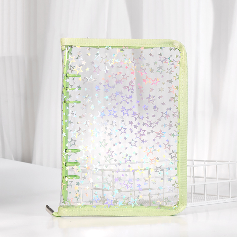 Picture of Spot Cute Popular Storage Bag Six-Hole Loose-Leaf Book Ins Style Star Chasing A5A6 Transparent Zipper Notebook Shell