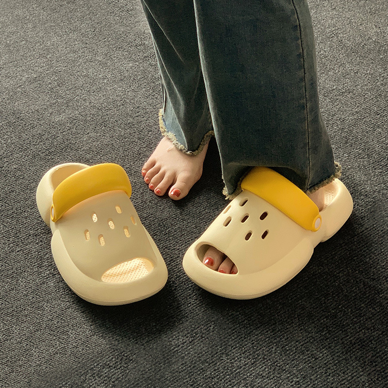 Picture of Ant Love Spring and Summer New Simple Solid Color Fish Mouth Hole Shoes for Couple Men and Women Comfortable Outer Wear Sandals and Slippers