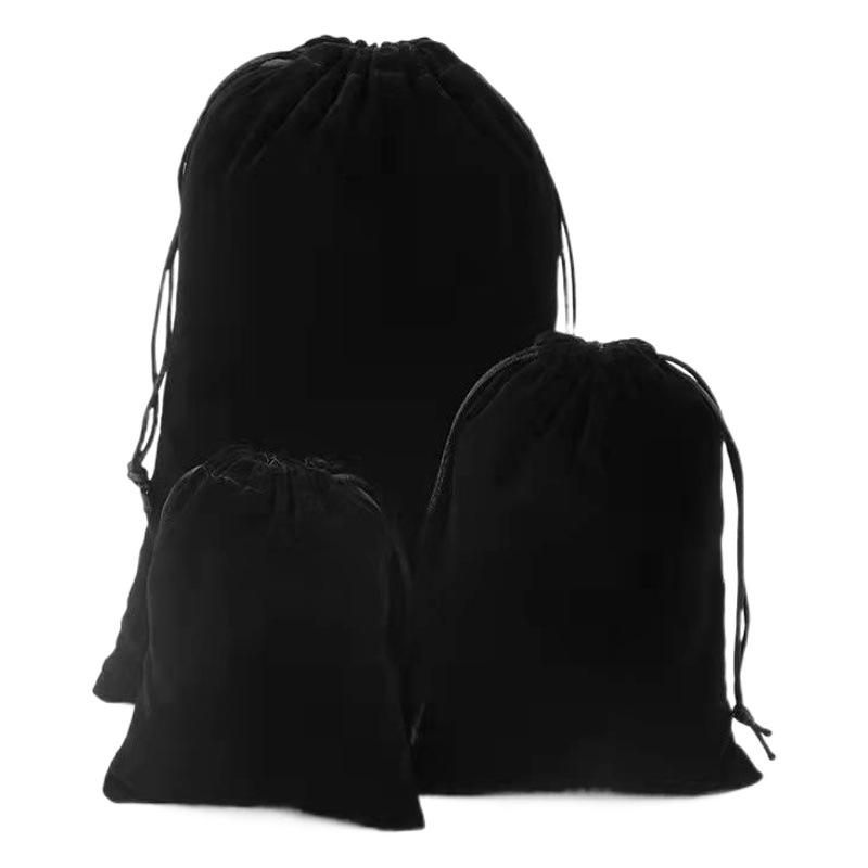 Black flannel jewelry bags Wholesale Jewelry flannel bags earphones storage bags flannel bunches drawstring small cloth bags