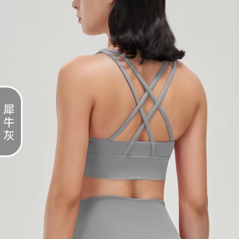 Picture of 2022 new double-sided brushed cross back sports underwear shockproof push up yoga sports bra fitness vest