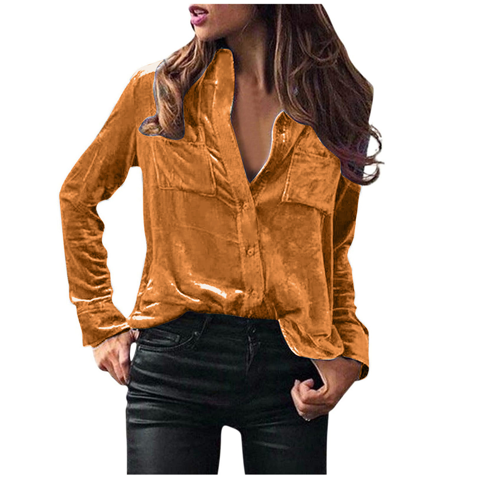 Picture of Spot Foreign Trade European and American Clothing Amazon Cross-Border Fashion Shirts Tops Spring and Autumn Temperament Long-Sleeved Shirts for Women Autumn