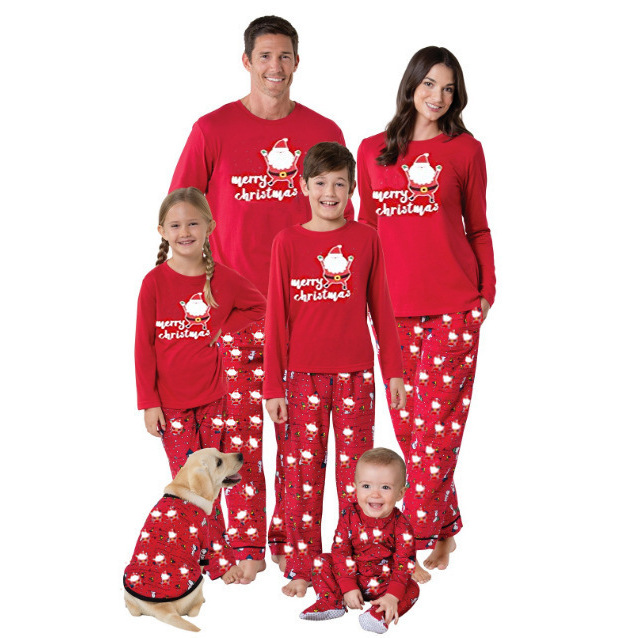 European and American Christmas Red Parent-Child Printed Christmas Home Clothes Pajamas Two-Piece Set