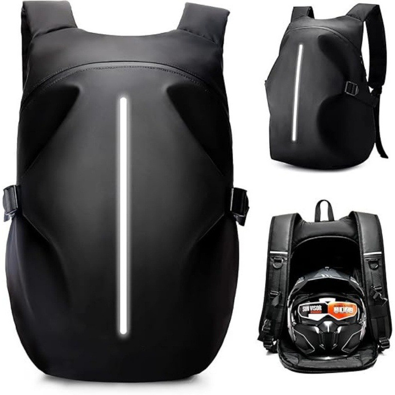 Cycling Backpack, Motorcycle Helmet Backpack, Female Motorcycle Rider Bag, Water-Repellent Travel Bag, Male Large Capacity