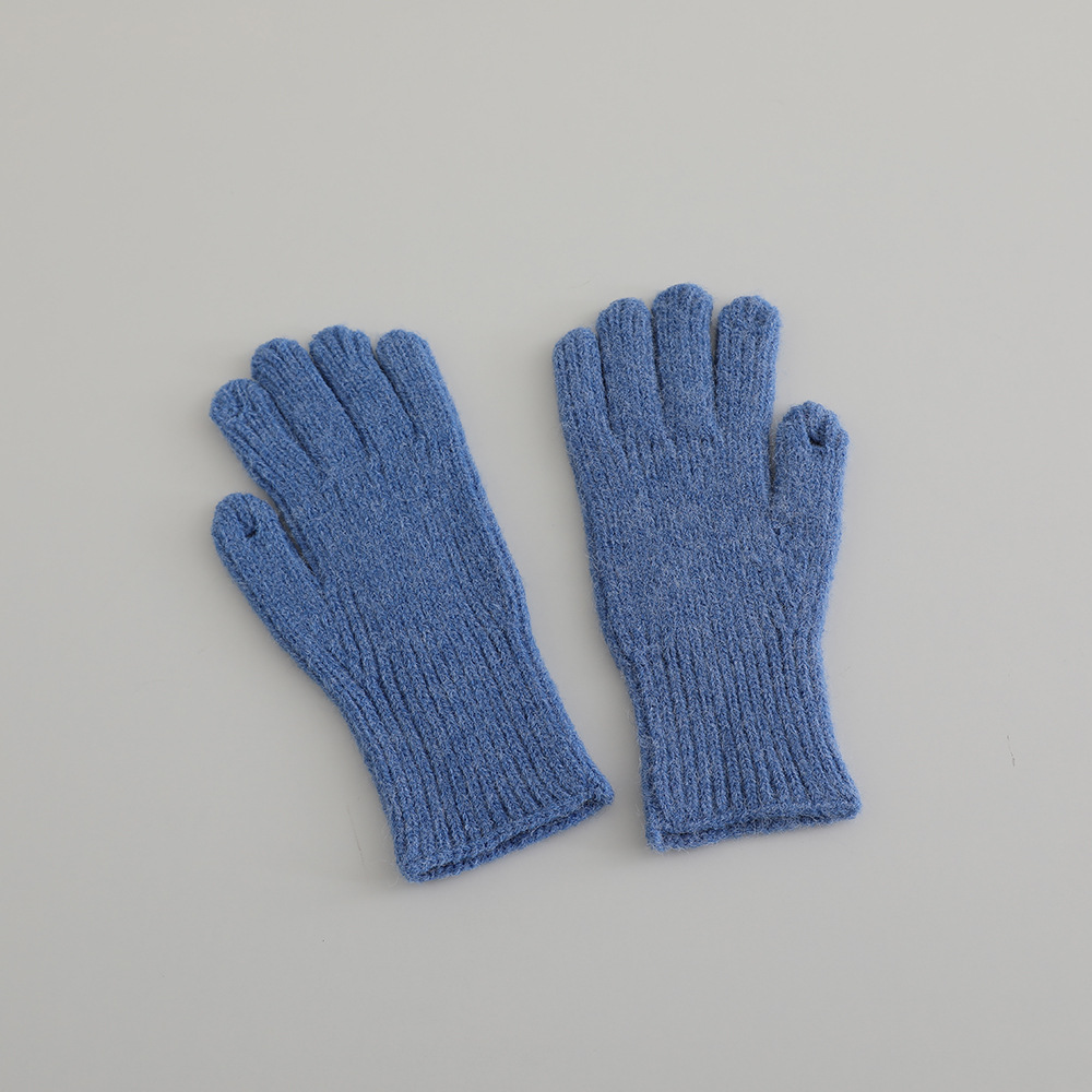 Picture of Winter Children's Knitted Gloves Middle School Students' Knitted Five-Finger Gloves with Exposed Thumb and Index Finger Students Writing Gloves