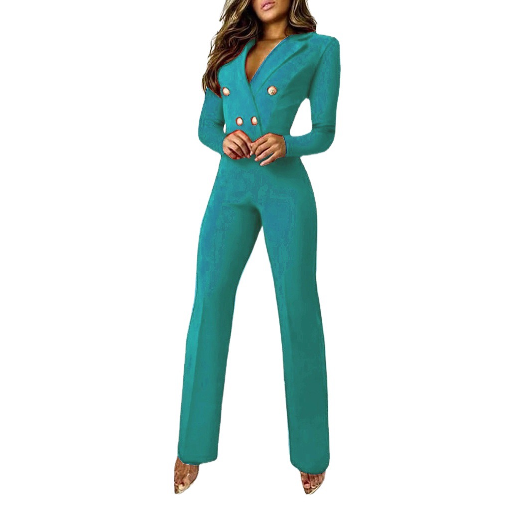 European and American women's 2025 autumn and winter wish Amazon cross-border foreign trade new long-sleeved slim-fit professional jumpsuit