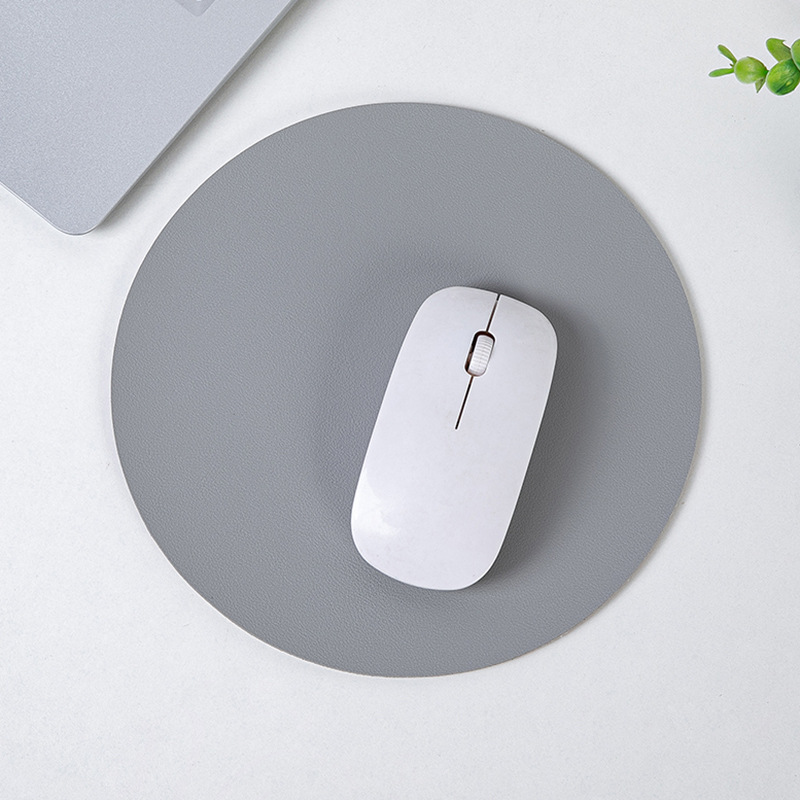 Picture of Small Fresh Round Leather Mouse Pad small size Solid Color Portable Simple Leather Office Desk Mat Computer Mouse Mat