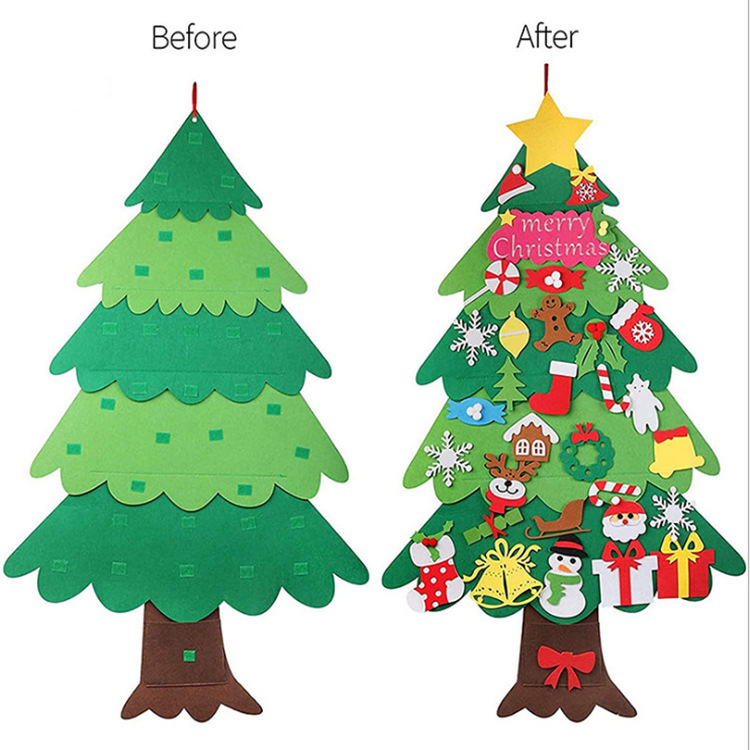 Custom new felted Christmas tree DIY Christmas decoration supplies non-woven handmade Christmas tree pendant set