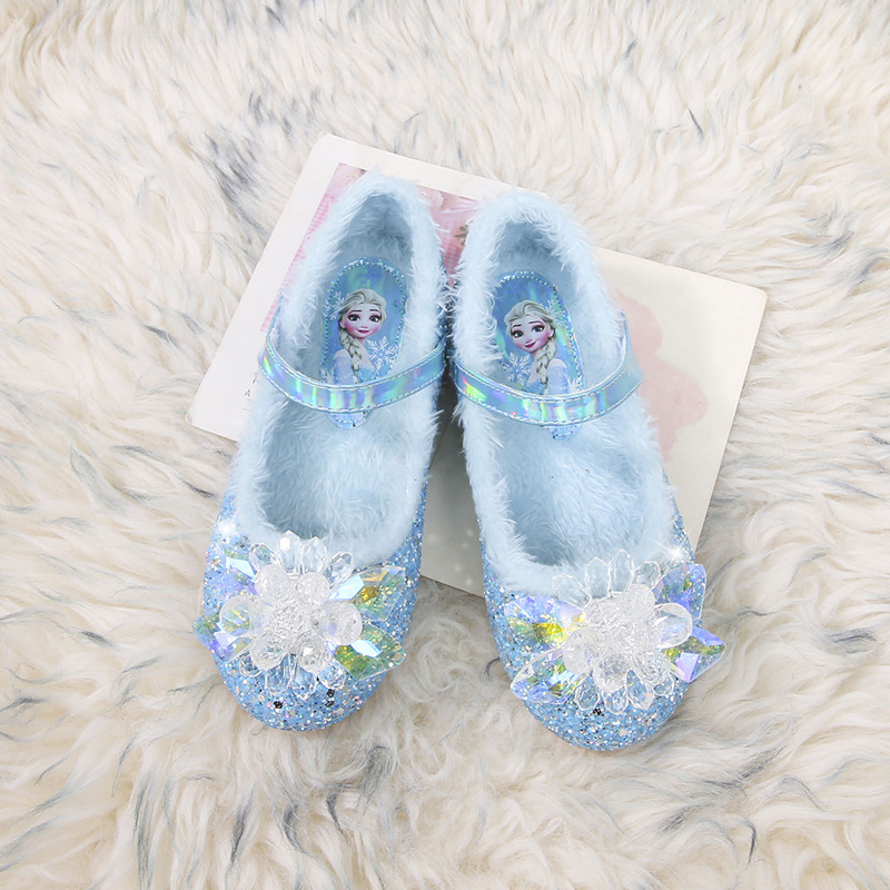 Picture of Girls' Cotton Shoes Children's Princess Shoes 2024 Spring New Fashion Warm Fur Aisha Crystal Small Leather Children's Shoes