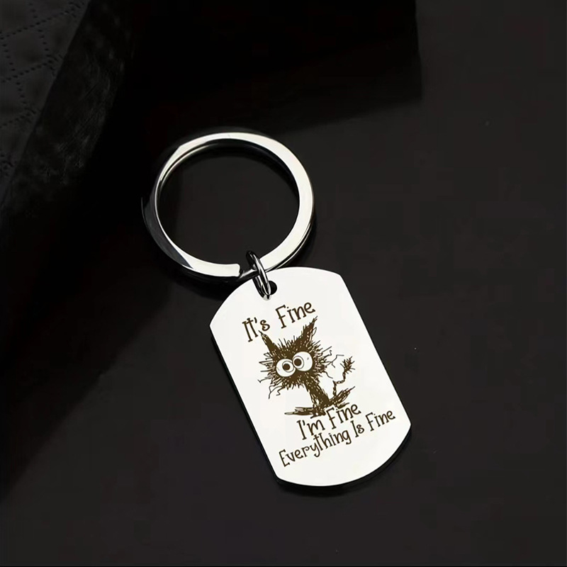 Picture of New personalized creative stainless steel keychain pendant light luxury mobile phone pendant gift