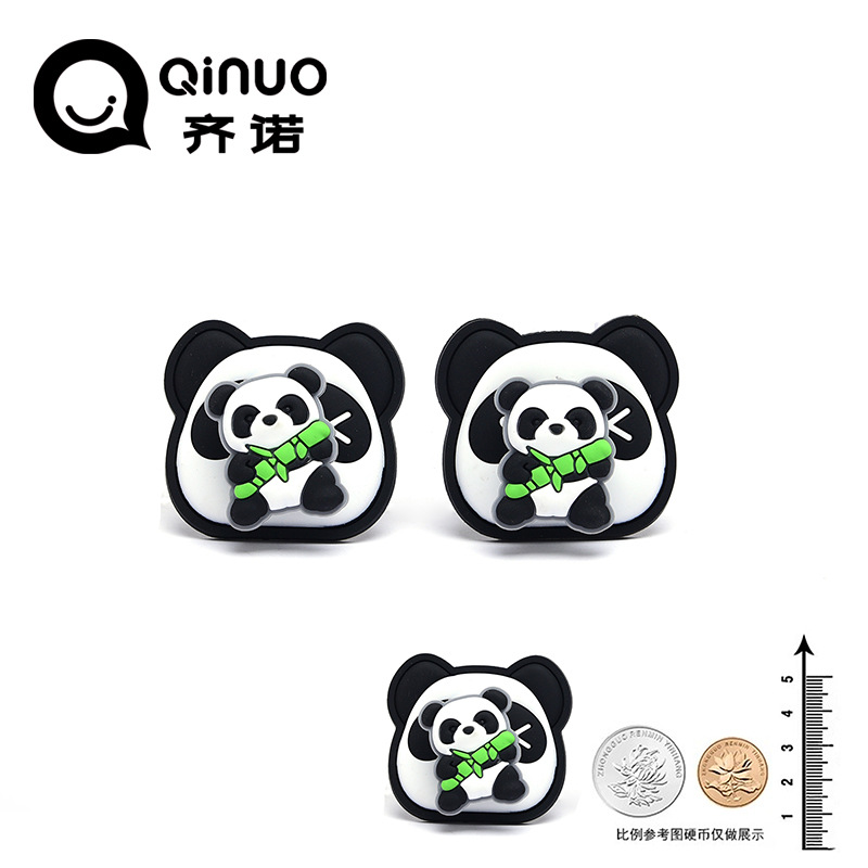 New Cartoon shoe flower removable PVC soft rubber shoe buckle rotating panda hole shoes flower shoes decorations in stock