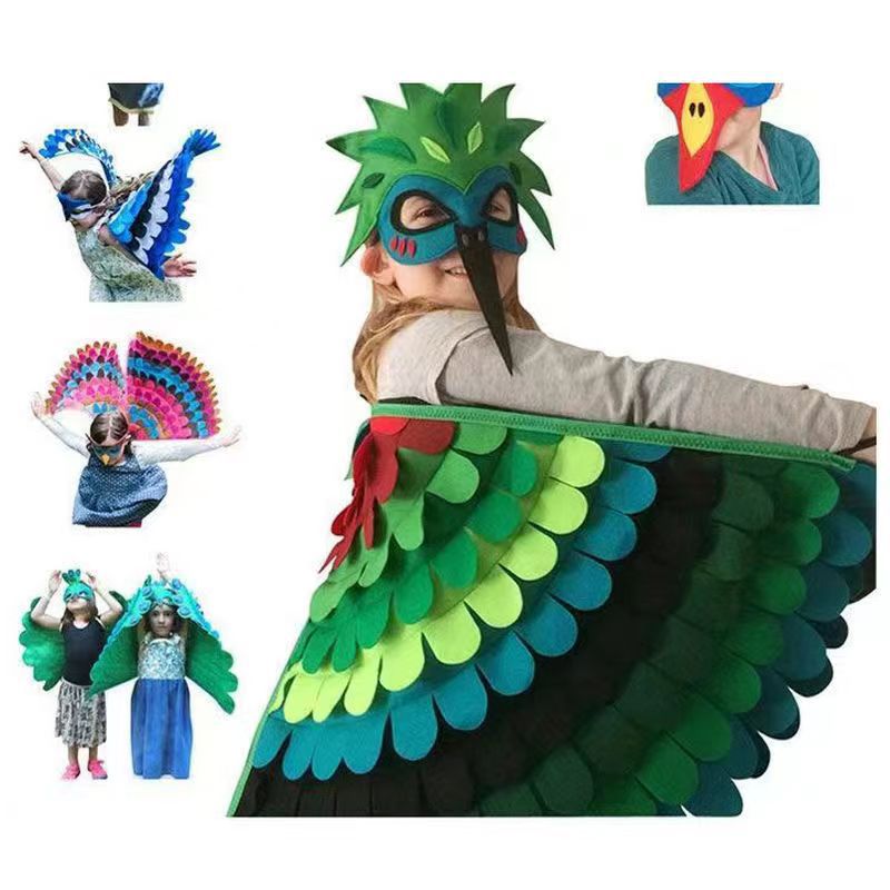 Halloween New felt cartoon mask animal wings cloak kindergarten performance props decoration