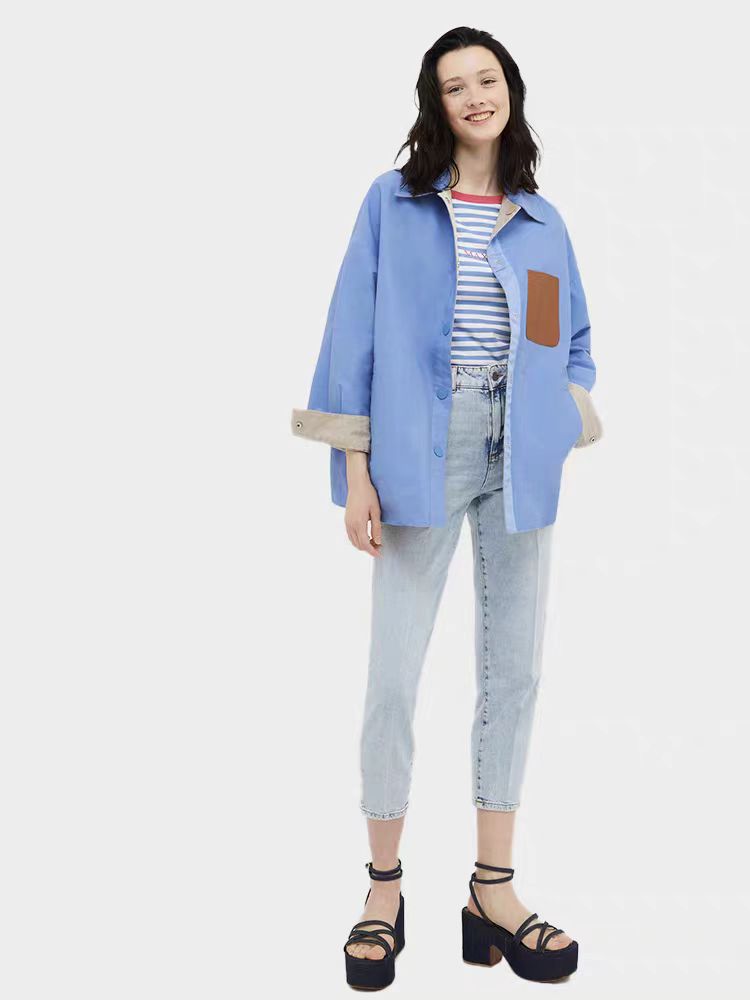 Picture of 24 Autumn New Style Reversible Logo Leather Label Flap Pocket Pants Shirt Jacket Loose Fit Trendy Design Versatile Wear
