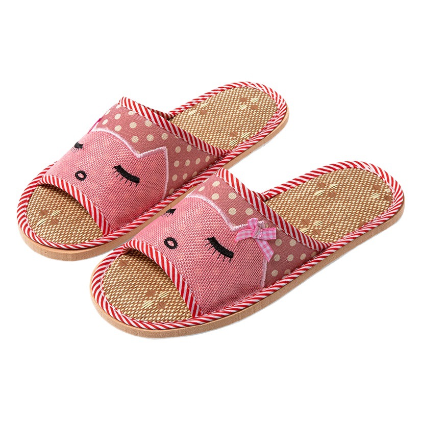 Bow foam bottom women's four seasons spring summer autumn winter home wooden floor indoor home linen slippers