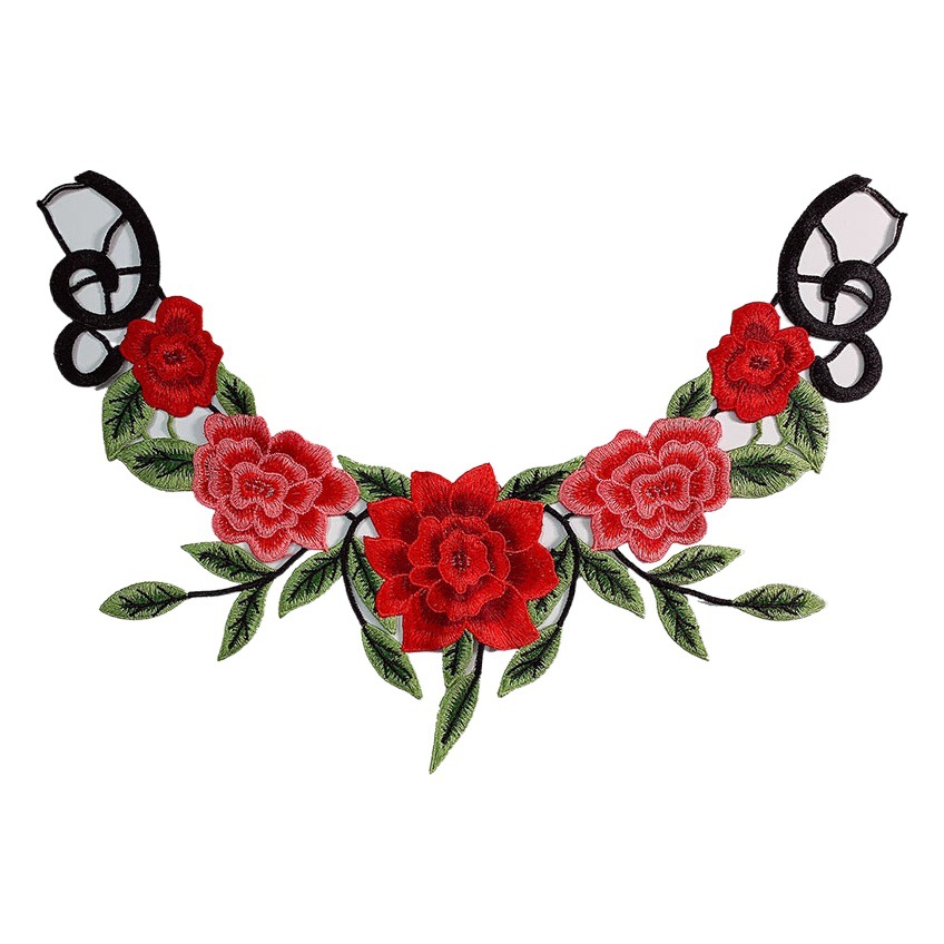 Classic Explosions Middle-aged Temperament Water Soluble Fine Line Embroidery Accessories Clothing Ethnic Style Clothing Embroidery Sleeve Collar Flower