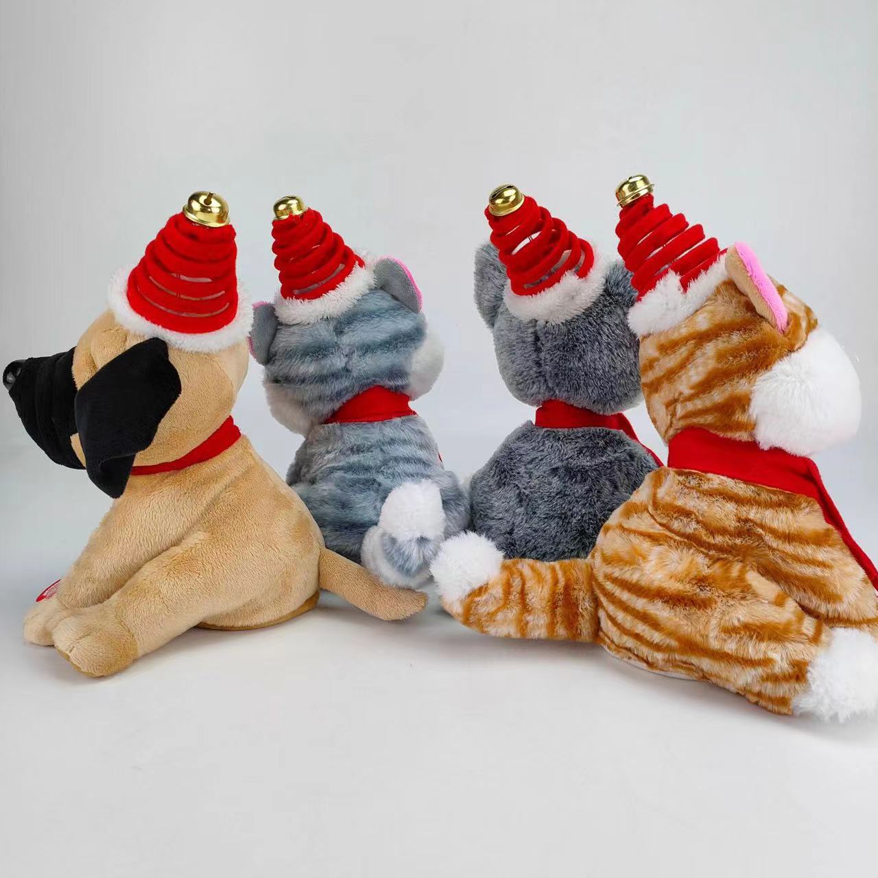 Picture of Christmas electric plush toy gift will sing and dance spin learn to talk Christmas cat dog husky toy