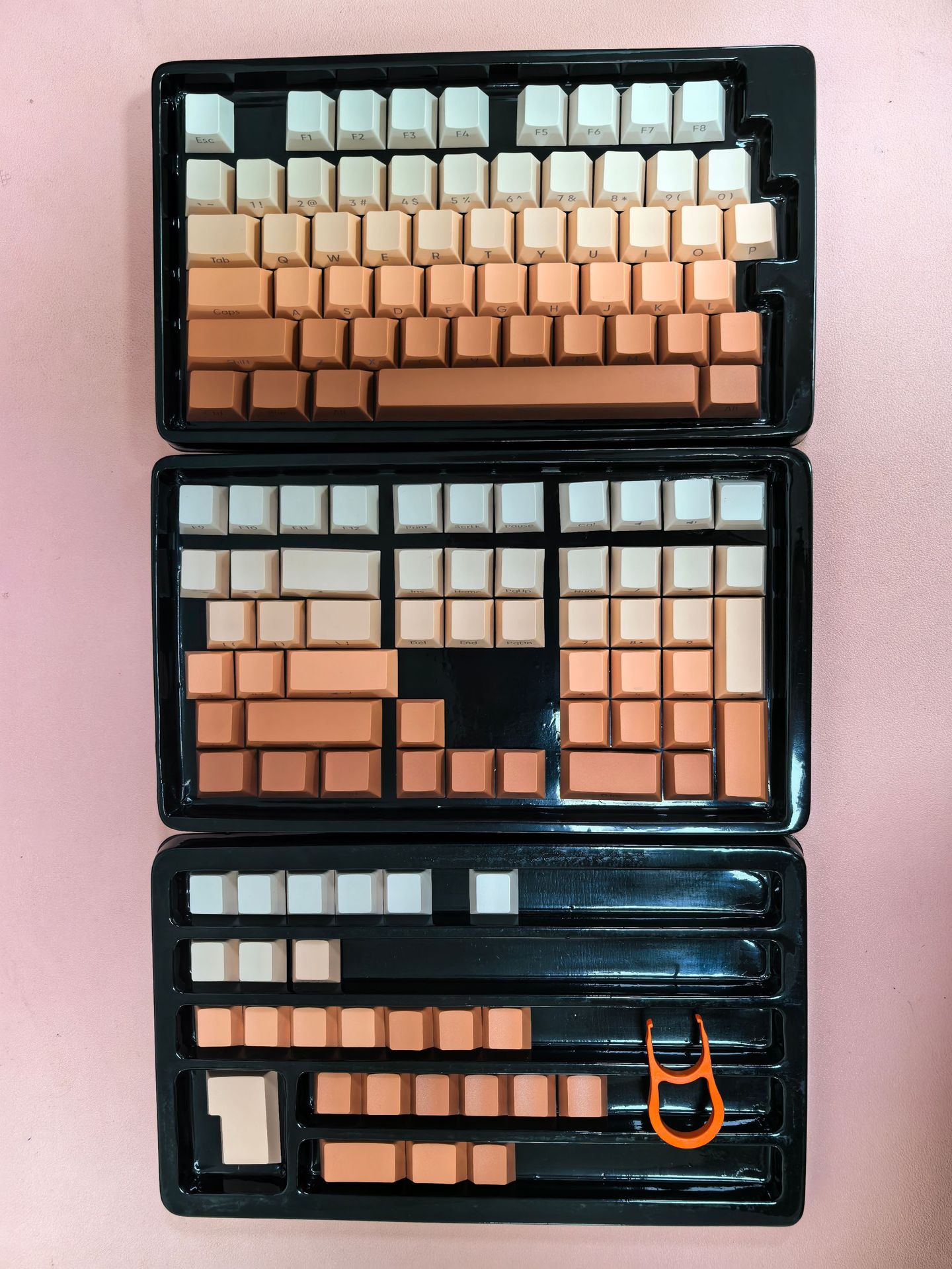 Picture of Wholesale factory height side engraved transparent keycap PBT two-color gradient large full set of sublimation personality keyboard cap