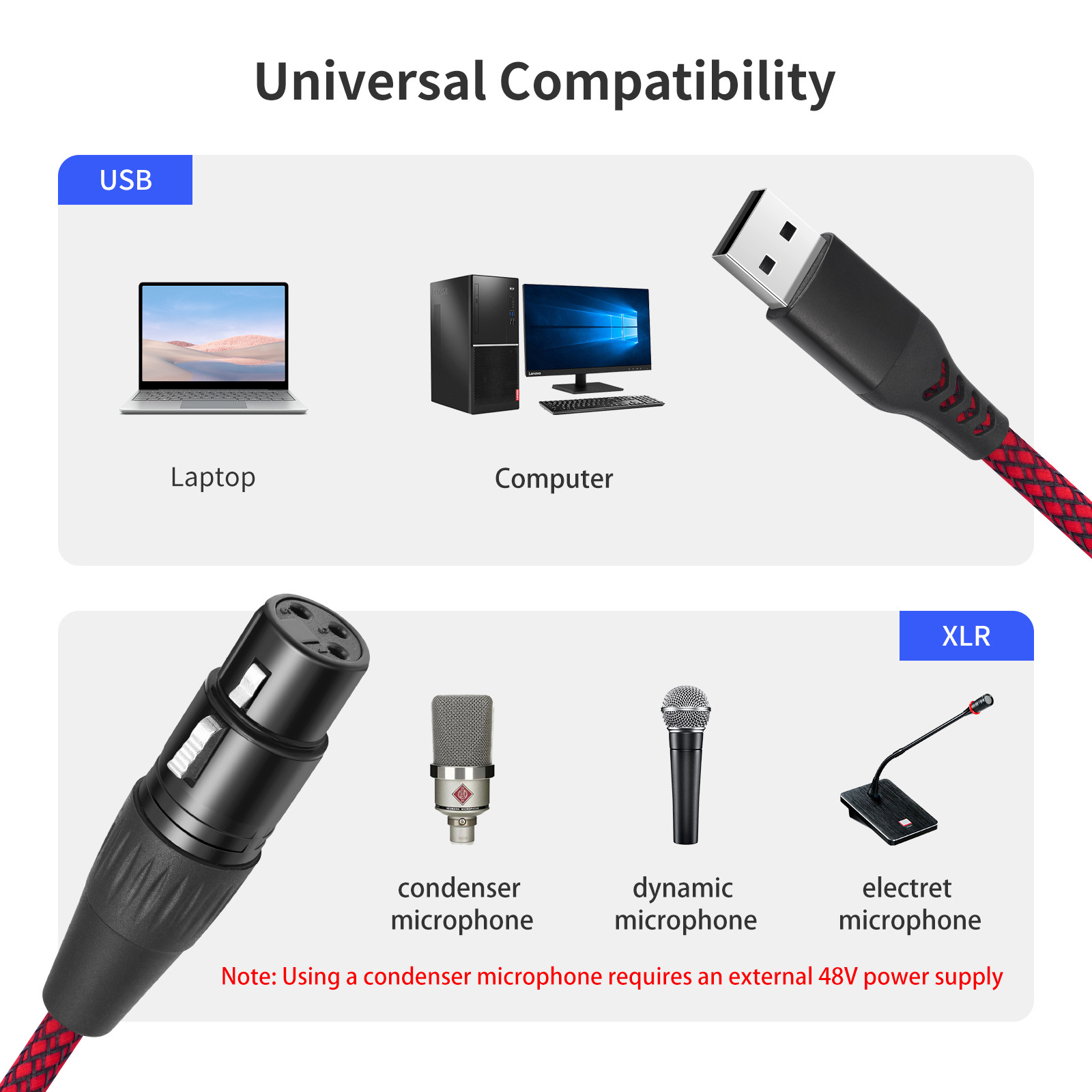 Picture of Cross-Border Best-Selling Product with Built-In Decoding Chip USB Male to Xlr Female Xlr to USB Recording Cable