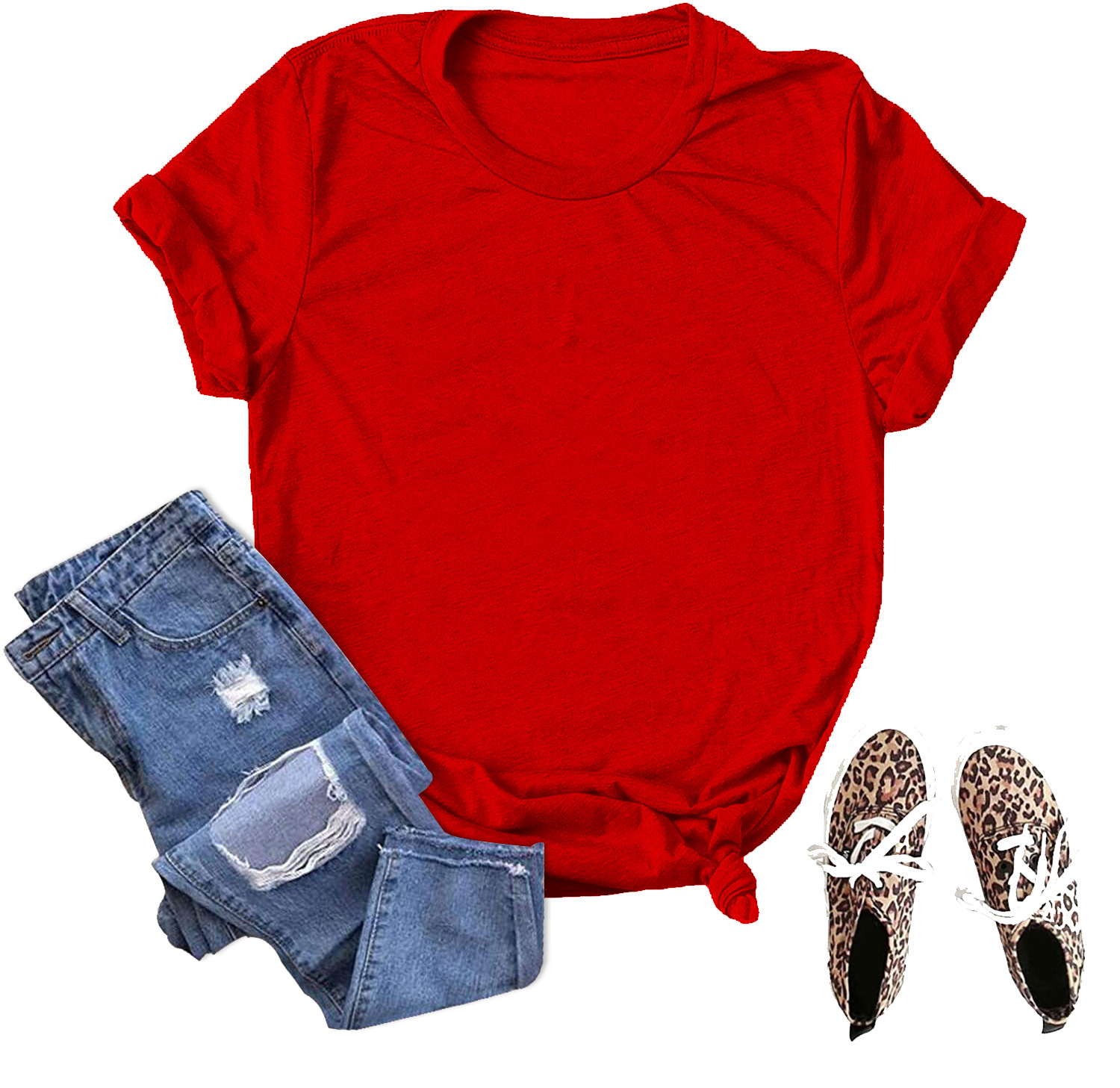 Picture of Spot wholesale foreign trade cross-border solid color blank loose large size T-shirt short sleeve men and women with Amazon wish