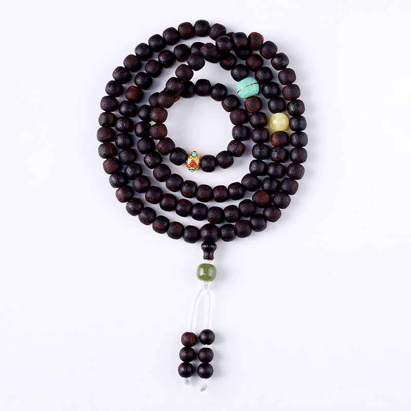 Picture of Qi Nan Xiangzhen multi-circle rosary hand-held natural Hetian jade wooden vintage bracelet ancient style bracelet wholesale