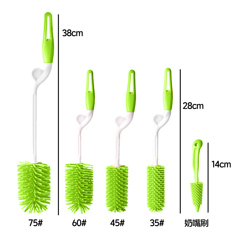 Picture of Rotating Silicone Bottle Brush Combination, Bottle Cleaning Pacifier Brush, Long Handle 5-Piece Set, Baby Bottle Brush Cleaning Set