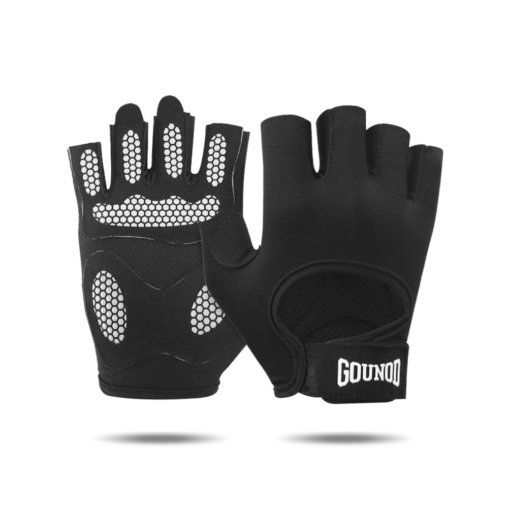 Picture of New half finger gloves dumbbell horizontal bar sports fitness equipment exercise gloves men's and women's silicone non-slip thickened palm protector