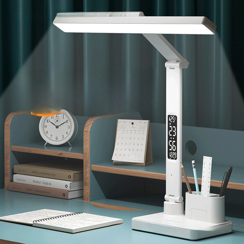 National-Level Desk Lamp for Eye Protection and Learning with Clock for Children to Prevent Myopia Dormitory College Students Charging Desk Reading