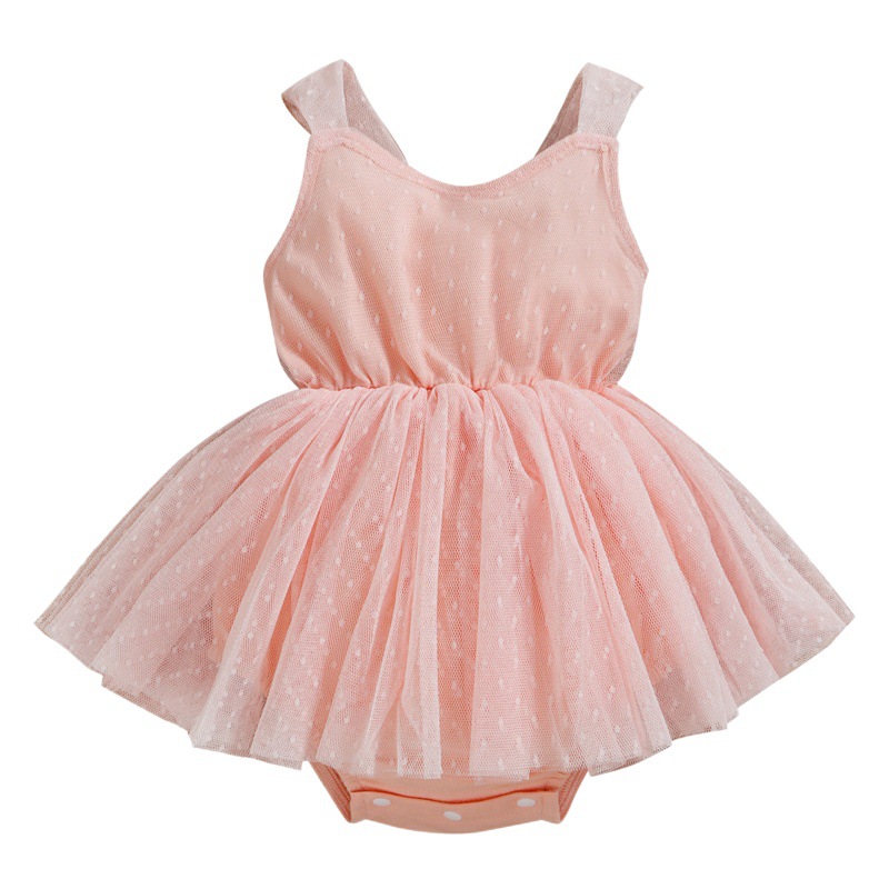 Cross-Border Export Children's Clothing Amazon Ins Infant Mesh Suspender Skirt with Bow Tie Ready for Sale