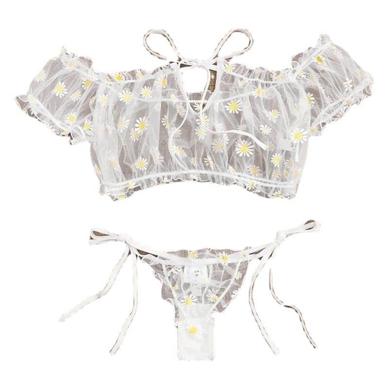 Foreign trade source Europe and the United States new hot-selling sexy lingerie sexy women's lace perspective three-point underwear set