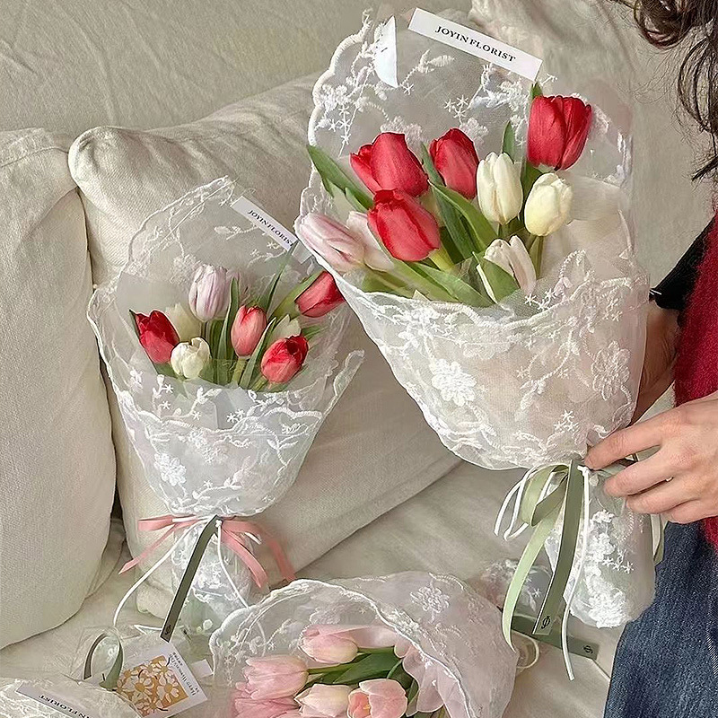 520 High-End Flower Mesh Gauze Lace Girl Bag Flower Gauze DIY Bouquet Material Batch Flower Packaging Material