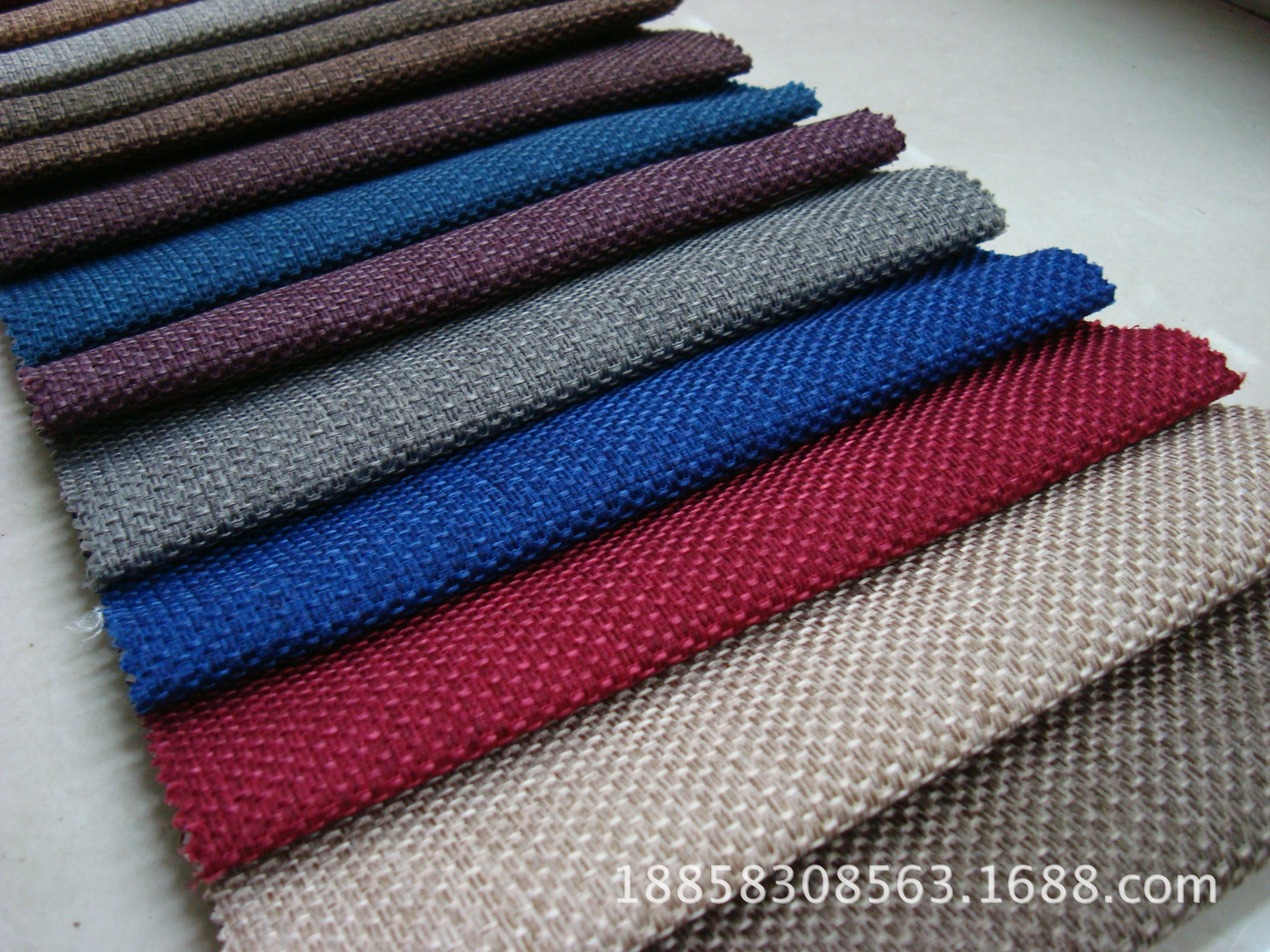 Cationic hollow yarn imitation linen 380 square grams double warp single weft double inch wear-resistant sofa decorative fabric