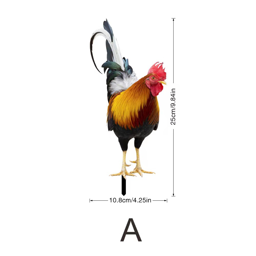 Picture of Three-Dimensional Courtyard Rooster Acrylic Mirror Yardart Garden Outdoor Decoration Ornaments Creative Courtyard Ornaments