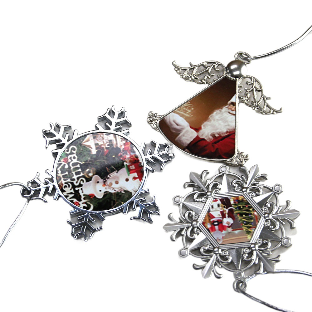 Heat transfer Christmas decorative pendant sublimation alloy large snowflake pendant blank material wholesale
