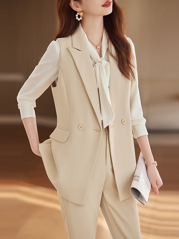 [Exploding Export] Selling High-end Elegant Work Clothes suit Administrative Clerk Autumn and Winter Vest Jacket Three-piece Set