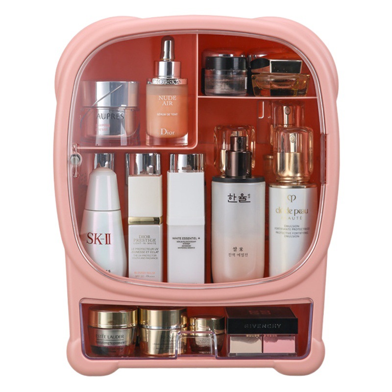 Large-Capacity Cosmetics Storage Box Wall-Mounted Skin Care Product Storage Rack Punch-Free Dust-Proof Lipstick Storage Makeup Box