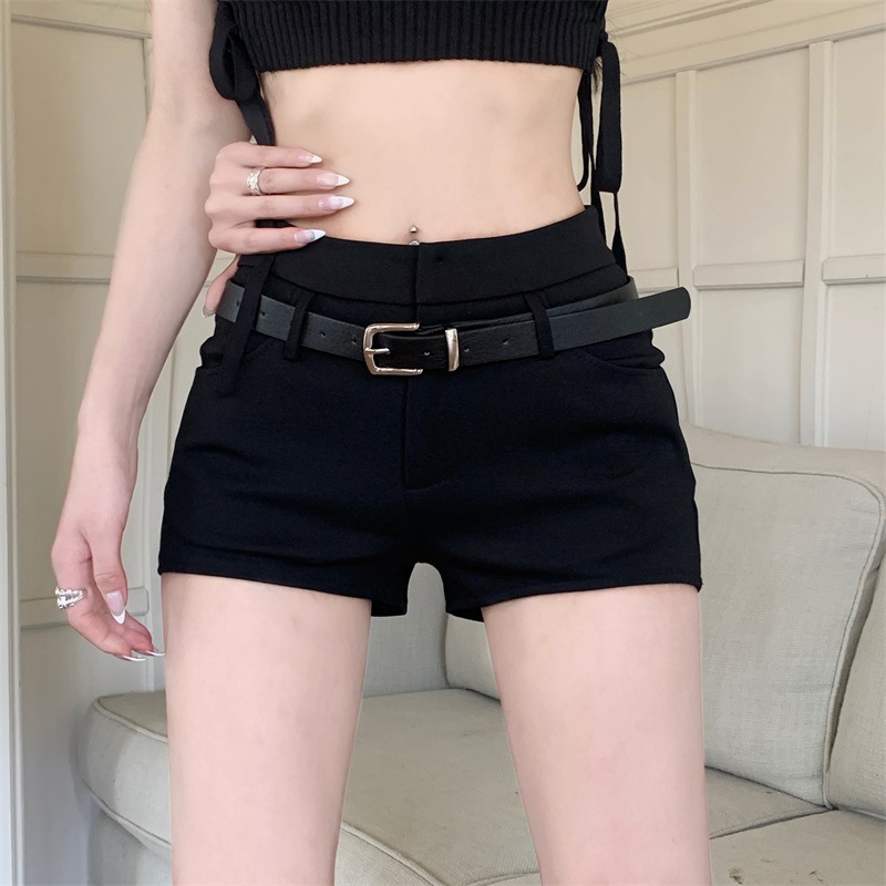 Black High Waist Spice Girls Super Shorts Women's Summer New Stretch Slim-Fit Slimming Design Sense A- Bag Hip Hot Pants