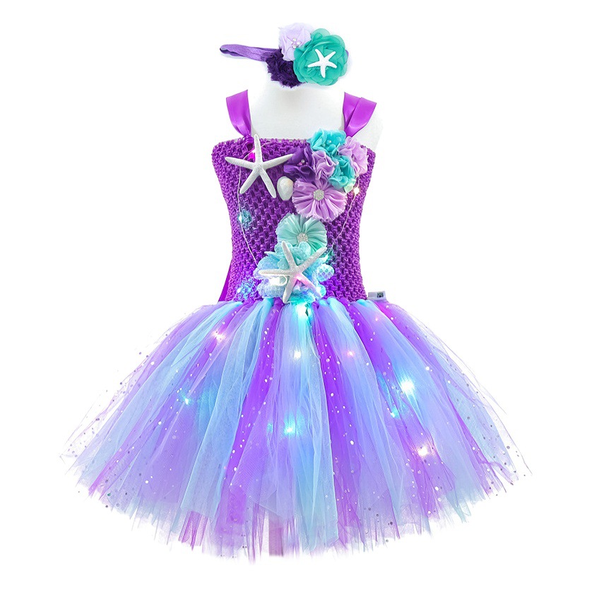 Flash Mermaid cosplay children's princess dress girls' holiday performance dress Mermaid pettiskirt
