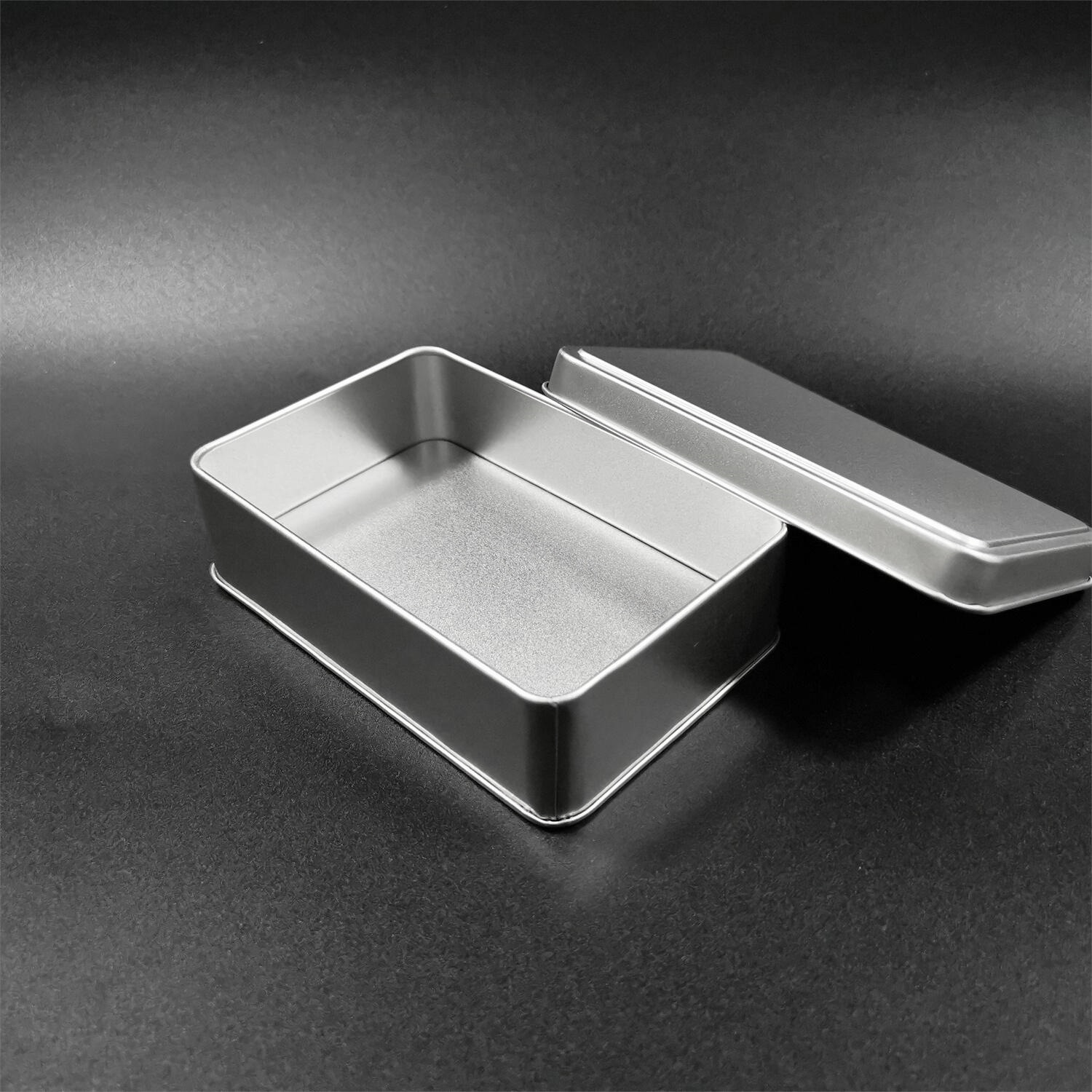 Picture of Square Iron Box Packaging in stock Silver White Push-pull Flip Instagram Small Iron Box with Window Opening Tinplate Box Iron Box