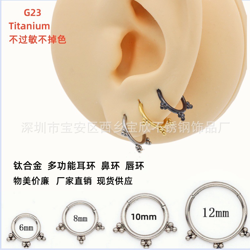 Picture of G23 titanium alloy earrings male nose ring implant grade nose ring golden lip ring European and American puncture jewelry women wholesale