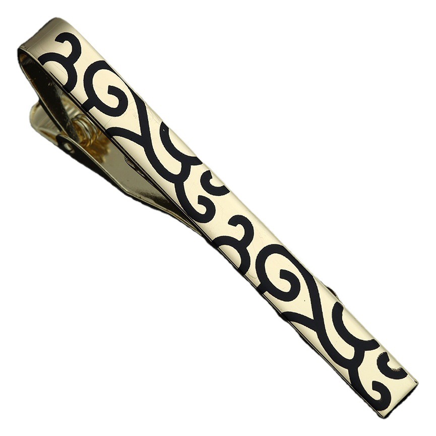 Tie Clip Men's Gold Geometric Line Style Silver Enamel Simple Classic New Black Xiangyun Copper Tie Clip