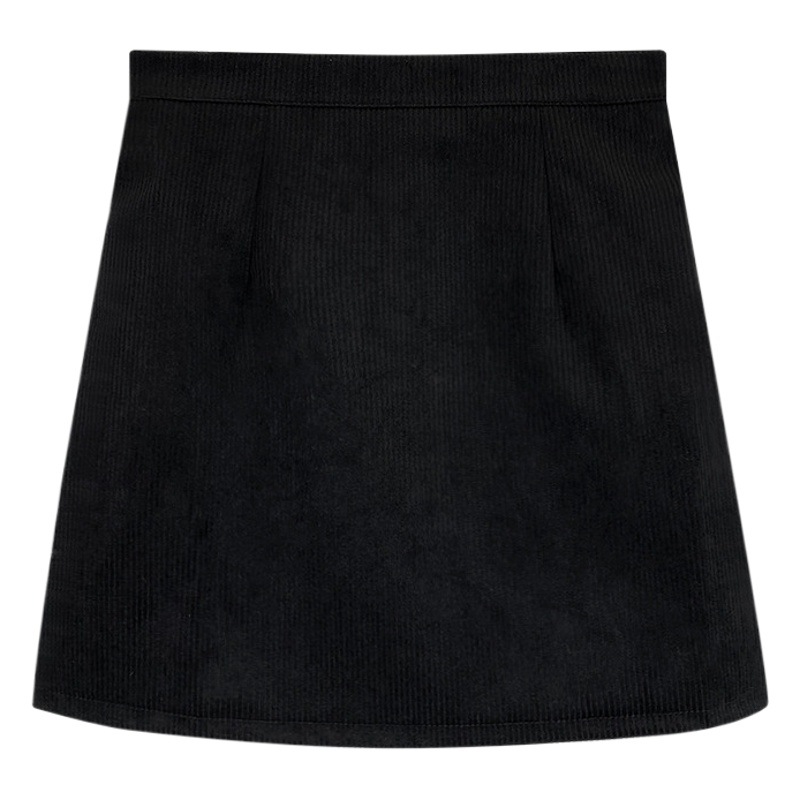 2023 autumn and winter new corduroy A- line short skirt women's high waist slim matching skirt black hip skirt ins