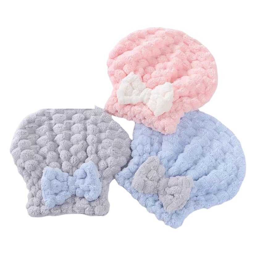New Coral Fleece Big Bow Princess Cap Tortoise Fleece Dry Hair Cap Soft Absorbent Household Quick Drying Turban