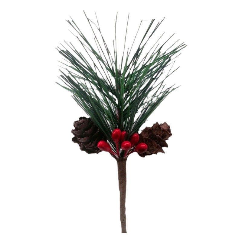 Source factory cross-border Alibaba direct 9cm simulation pine branch pine cone Christmas red fruit twigs